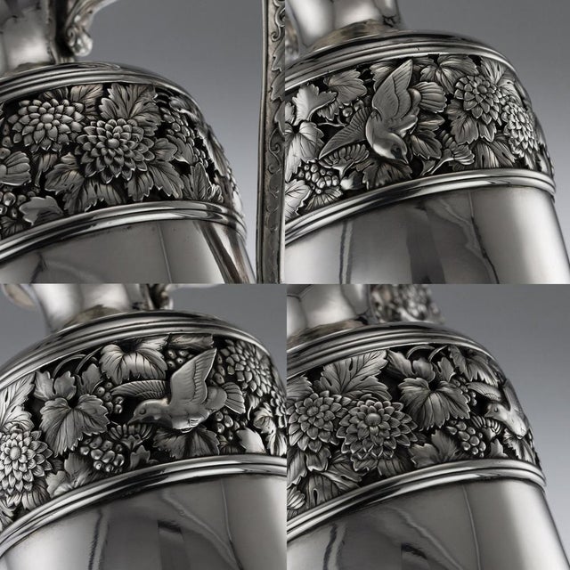 Antique Japanese Solid Silver Wine Jug by from Sadajiro & Musashiya, 1890s For Sale - Image 4 of 14