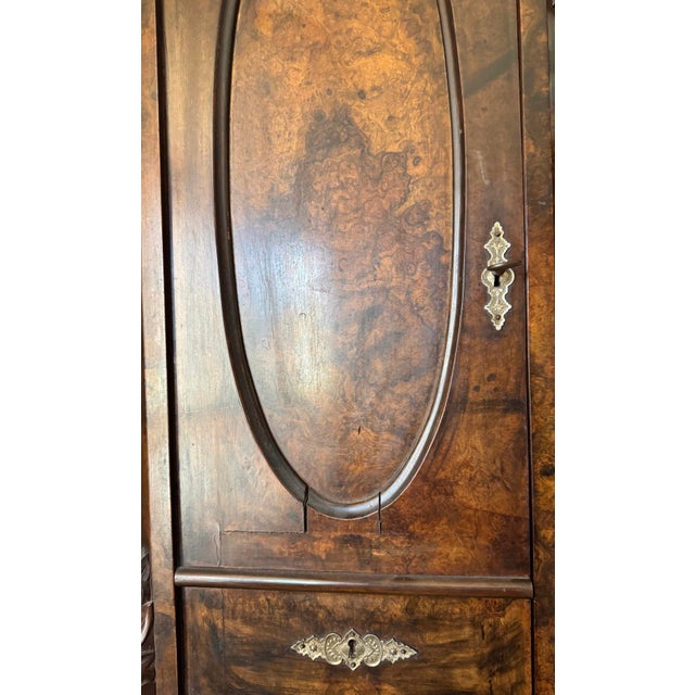 Wood Late 19th Century French Burl Walnut Buffet Hutch With Original Carrara Marble Top For Sale - Image 7 of 12