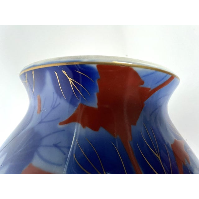 Vintage Fukugawa Blue and White Chrysanthemums Vase For Sale - Image 12 of 12