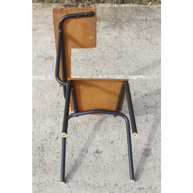 Wood Steel & Wood Student Desk Chair by Jacques Hitier, France, 1950s For Sale - Image 7 of 13