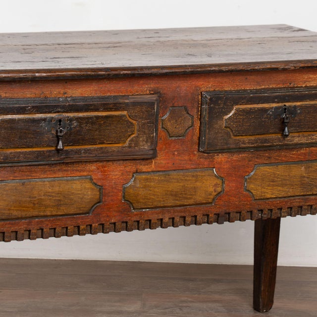 19th Century Portuguese Oak Side Console Table With Original Painted Finish For Sale - Image 11 of 16