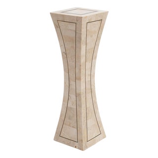 Tessellated Stone Brass Pedestal Stand Maitland Smith Style For Sale
