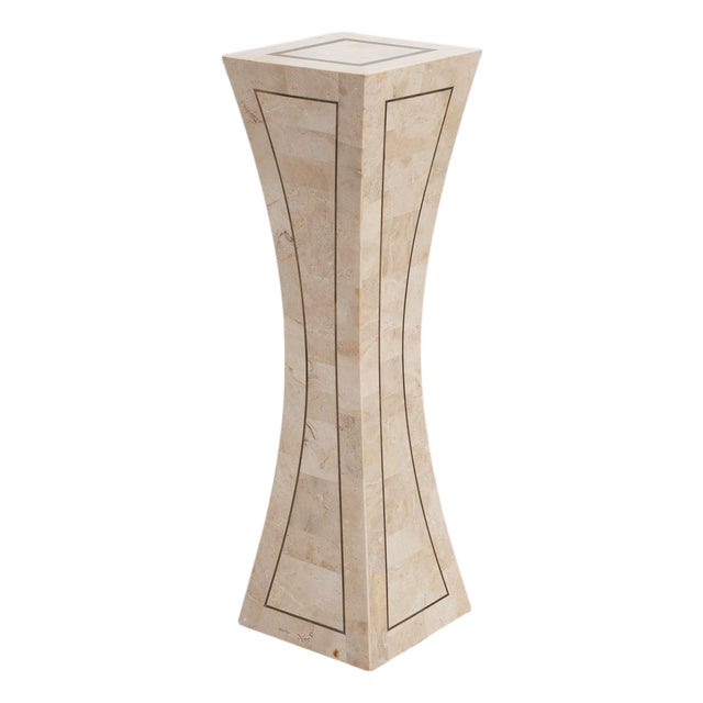 Tessellated Stone Brass Pedestal Stand Maitland Smith Style For Sale