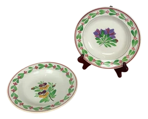 Antique Sarreguemines Soup Plates, 1890s, Set of 2