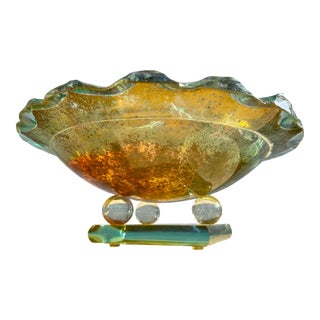 1990s Jorge Ortiz Bencomo Art Glass Bowl & Stand For Sale