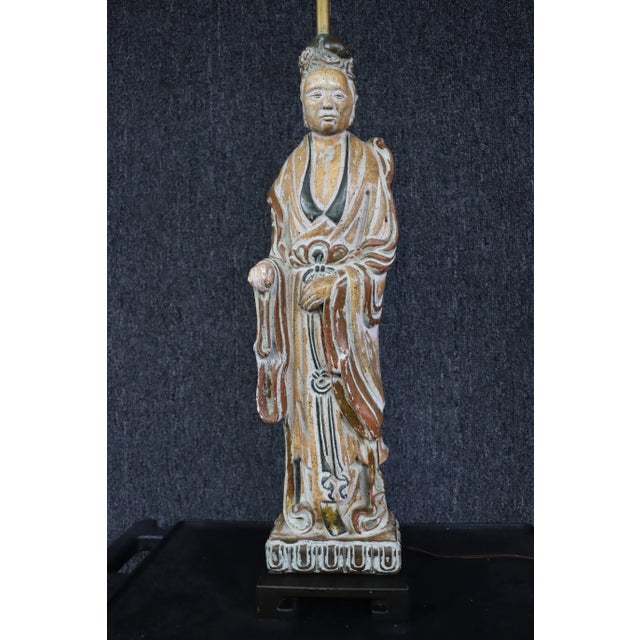 Chinese Gold Gilt Figural Lamp For Sale In Philadelphia - Image 6 of 9