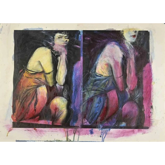 Portrait of an actress is a mixed media artwork, realized by sergio barletta in 1991. Tempera, watercolor and white lead...