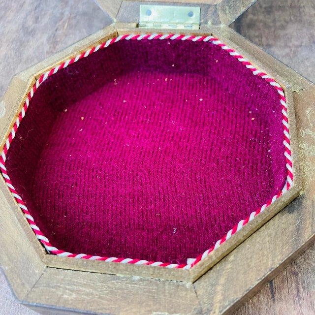 Vintage Moroccan Marquetry Inlay Wood Jewelry Box For Sale - Image 9 of 11