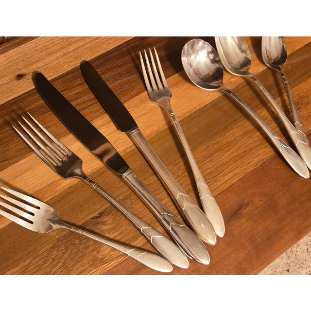 Complete Twelve Eight - Piece Place Settings Art Nouveau Silverplate Flatware Plus Serving Pieces Boxed Set- Set of 120 For Sale - Image 13 of 16