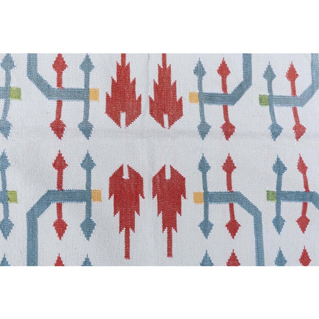 "Boscage" Contemporary Dhurrie White Cotton Carpet by Doris Leslie Blau For Sale In New York - Image 6 of 9