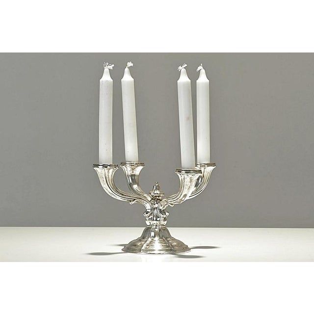 Baroque Silver 4-Armed Chandelier, Germany, 1935 For Sale - Image 3 of 11