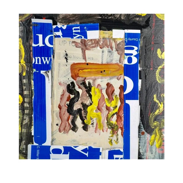 1990s Abstract Folk Art Collage Painting Miami Outsider Artist Purvis Young For Sale In Miami - Image 6 of 12