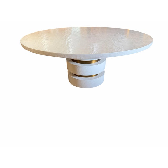 Mr. Brown London "Armand" Stacked Gesso & Brass Round Dining Table For Sale