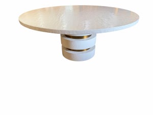 Mr. Brown London "Armand" Stacked Gesso & Brass Round Dining Table