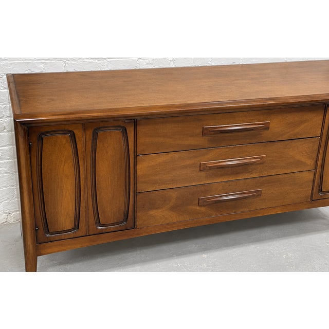 Mid Century Modern Walnut Credenza | Long Dresser by Broyhill Premier, C. 1960's For Sale - Image 10 of 15