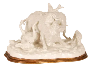Antique Porcelain Hunting Scene, 19th-Century