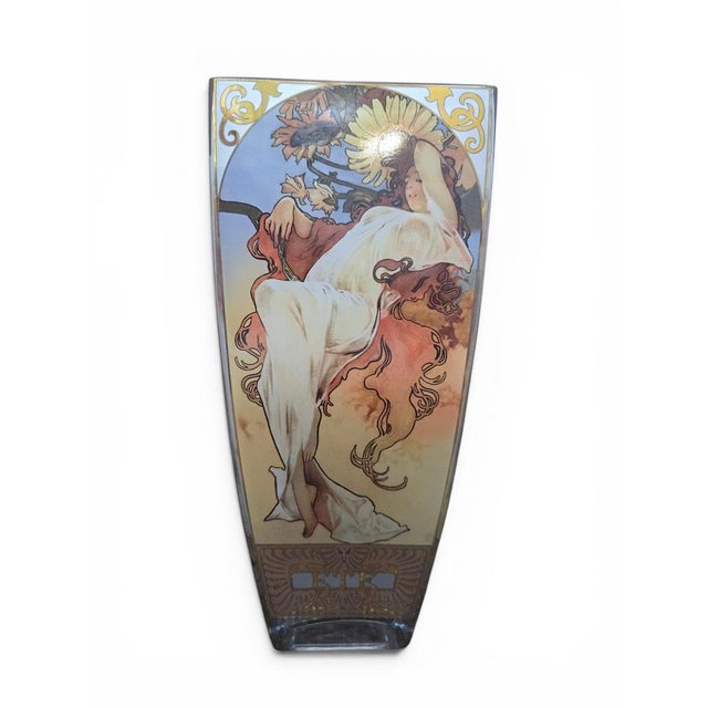 Glass Vintage Art Nouveau Vase in Glass, 1950 For Sale - Image 7 of 14