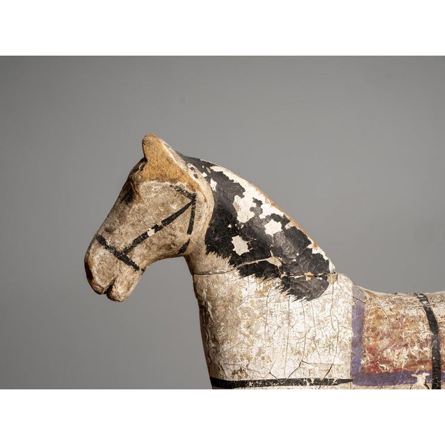 Antique Early 20th Century Wooden Horse Toy on Wheels, 1920s For Sale - Image 6 of 10