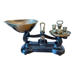 Vintage Librasco Cast Iron & Brass Balance Scale, W/ Weights For Sale