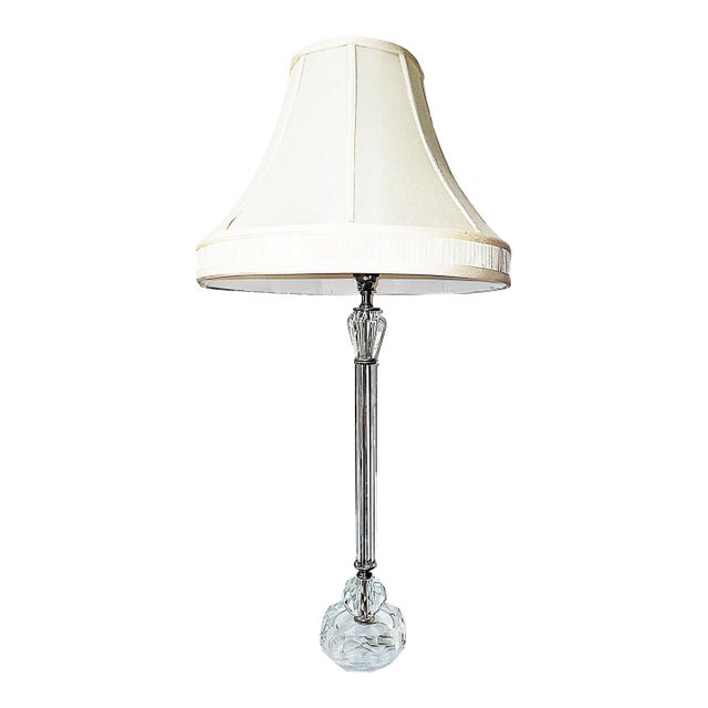 Mid 20th Century Hollywood Regency Crystal Glass Stick Lamp For Sale