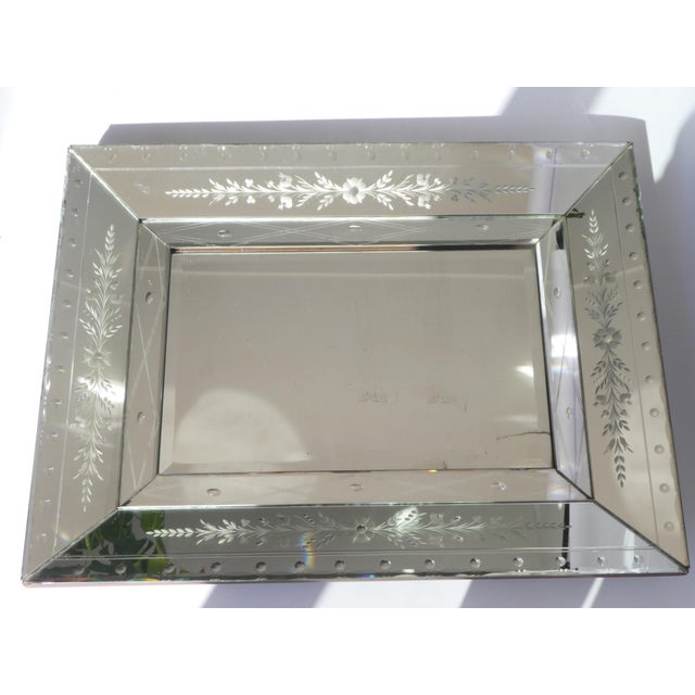 Large Vintage Venetian Rectangular Ornate Wall Mirror with Beveled Glass, Italy, 1920s For Sale - Image 12 of 13