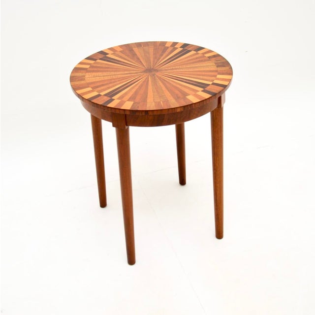 Vintage French Inlaid Starburst Side Table, 1950s For Sale - Image 9 of 9