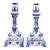 Vintage Delft Style Floral Candlesticks, a Pair For Sale