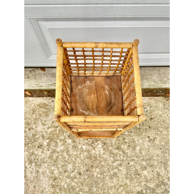 Chinoiserie Vintage Tortoise Bamboo Plant Stand For Sale - Image 3 of 11