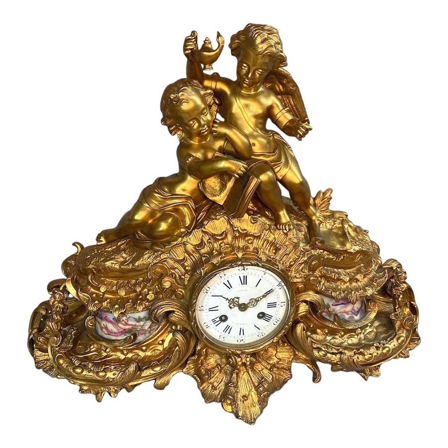 1860s Japy Freres Louis XVI Bronze & Sevres Mantle Clock | Chairish