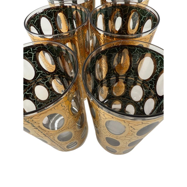 Mid 20th Century Set of 6 Culver “Pisa” Highball Glasses – Mid-Century Gold Cocktail Barware For Sale In Houston - Image 6 of 7