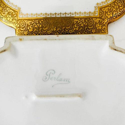 Gold Vintage Sieradendoos Bonbonnière in Porcelain from Perlam Limoges, 1950s For Sale - Image 8 of 10