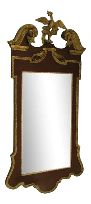 C. 1920 George III Style Gilt and Mahogany Large Mirror with Carved Gilt Bird