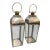 Pair of Vintage Hollywood Regency Style Polished Nickel & Brass Large Floor Lanterns For Sale