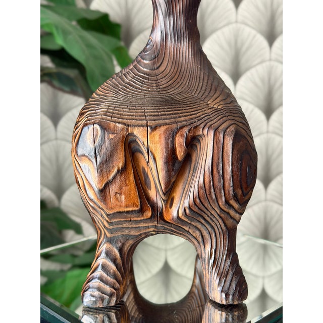 Vintage Mid-Century Modern Retro 1960s Tiki Polynesian Wood Carved Brutalist Sculpture Attributed to Witco For Sale - Image 16 of 18
