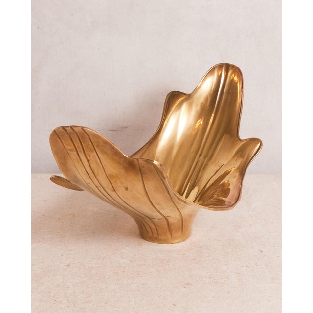 1970s Large Brass Low Bowl or Vase For Sale - Image 14 of 18