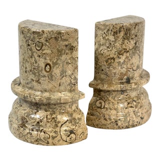 Stone Marble Book Ends - a Pair For Sale
