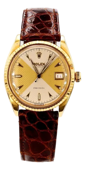 Rolex 34mm Oysterdate Precision 6294 Two Tone Honeycomb Bowtie Gold Watch