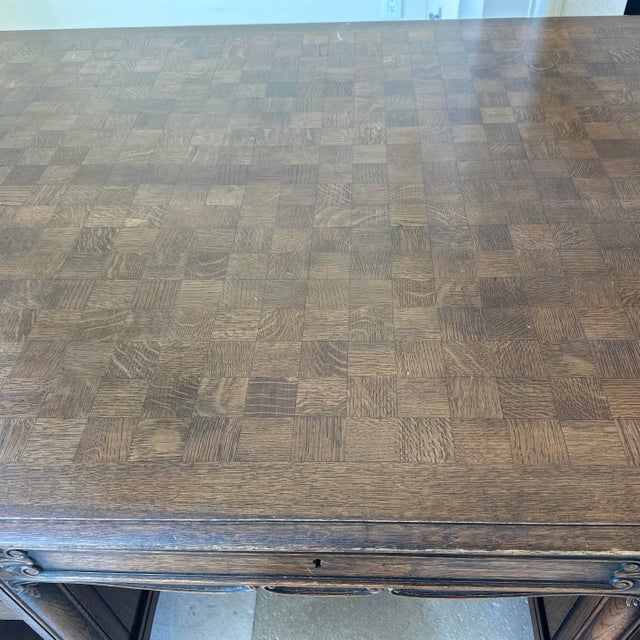 French Provincial Late 19th Century French Provincial Style Carved Oak Partners Desk For Sale - Image 3 of 10