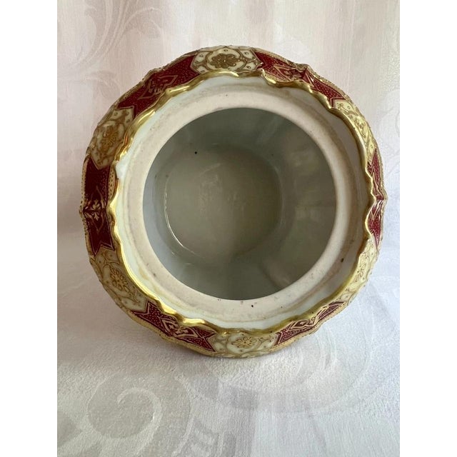 Antique Nippon Morimura Floral Moriage Biscuit Jar, Gold & Mauve For Sale - Image 4 of 15