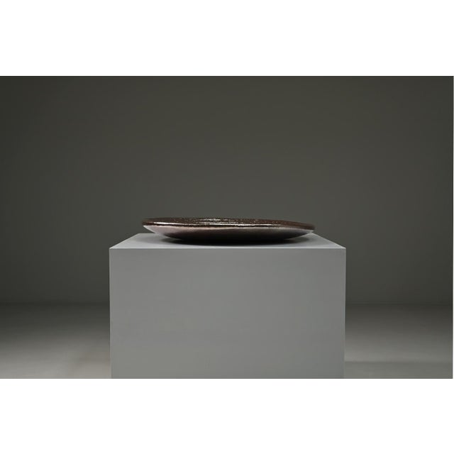 Large Handmade Metallic Glazed Ceramic Bowl, 1980s For Sale - Image 4 of 9