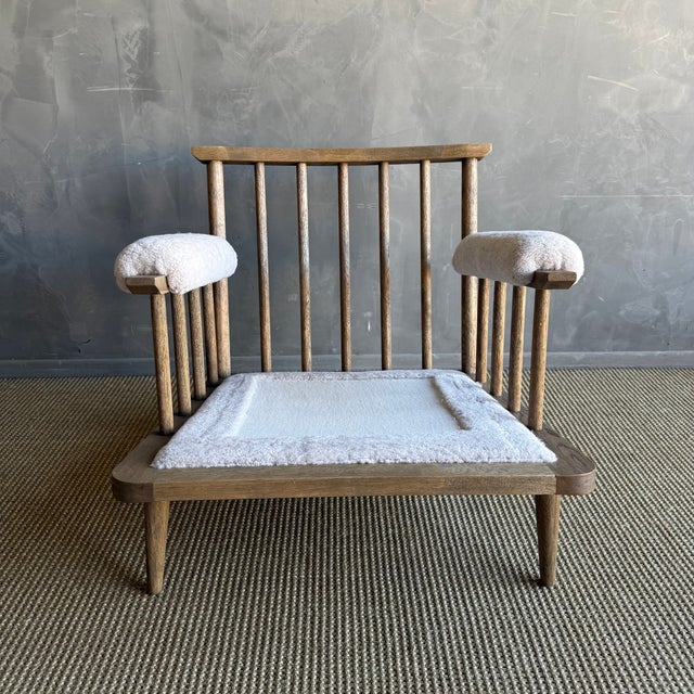 Wood Frances White Oak Chair Upholstered in 100% Genuine Sheepskin For Sale - Image 7 of 12
