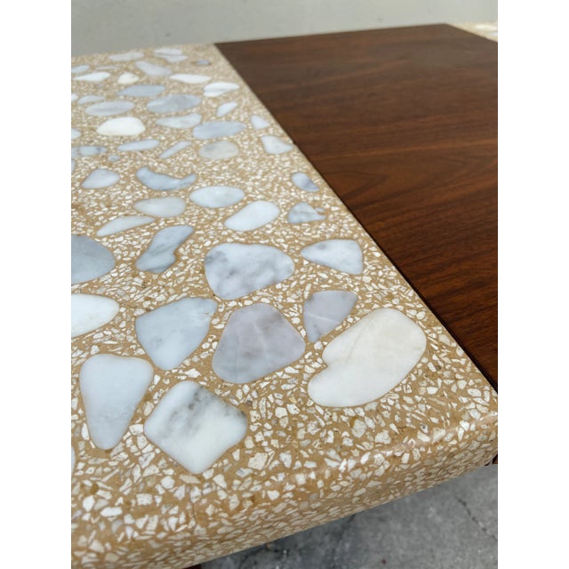 Harvey Probber Mid Century Modern Terrazzo Marble + Walnut Fretwork Coffee Table | by Harvey Probber For Sale - Image 4 of 12