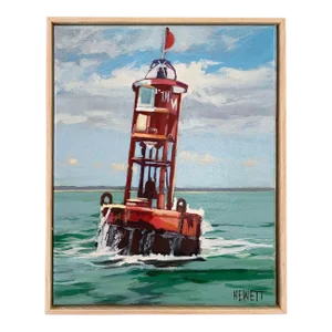 "Bell Buoy" Contemporary Original Realist Still Life Acrylic Painting, Framed