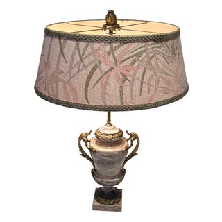 Mid 19th Century Large Louis XV style lamp in marble and decorated with decorative bronze For Sale