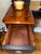 Vintage Satin Black & Oak Vanity With Tri-Fold Mirror | Refinished Makeup Vanity Desk For Sale - Image 9 of 11