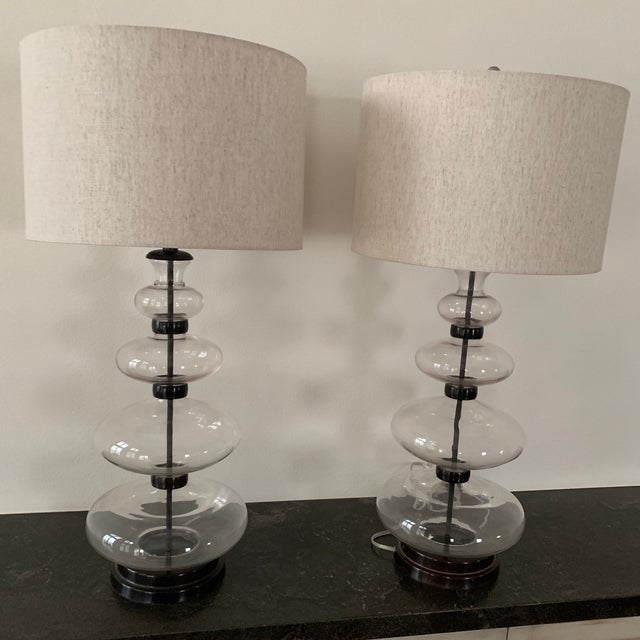 Pair Of Estelle Stacked Glass Table Lamp By Pottery Barn With