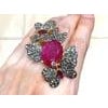 Bochic "Orient" Vintage Ruby & Sapphire Vintage Cluster Ring Set 18K & Silver For Sale - Image 16 of 18