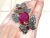 Bochic "Orient" Vintage Ruby & Sapphire Vintage Cluster Ring Set 18K & Silver For Sale - Image 16 of 18