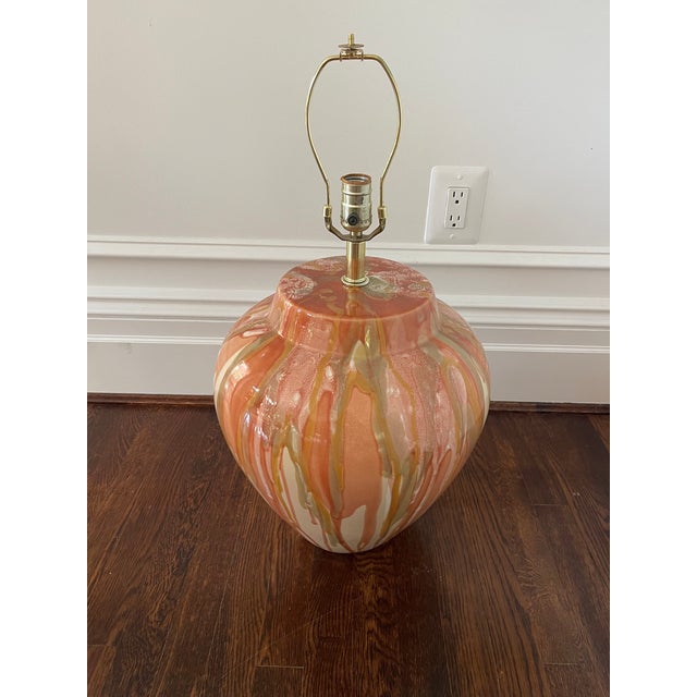 1990s Glazed-Drip Mid-Century Modern Lamp For Sale - Image 11 of 11