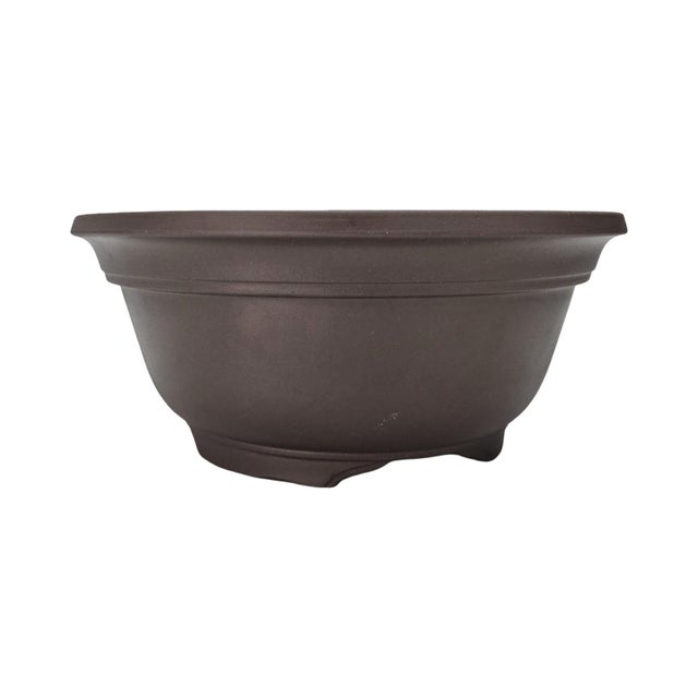 Brown Chinese Tokoname Yixing Clay Bonsai Pot Round Basin Planter 11.5" For Sale - Image 8 of 10